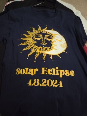 Solar Eclipse Graphic Tee - Navy with Yellow Print